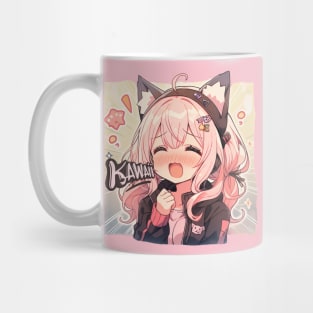 Kawaii pink hair anime girl Mug